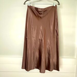 Vince brown satin midi skirt